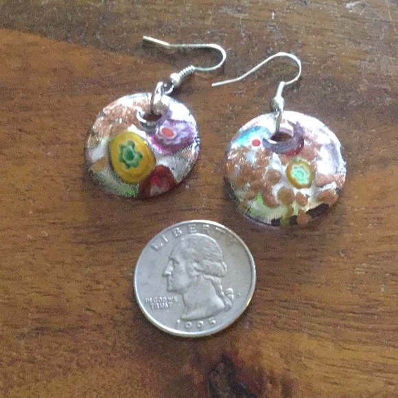 Colorful Handmade Disc Earrings - Picture 2 of 3
